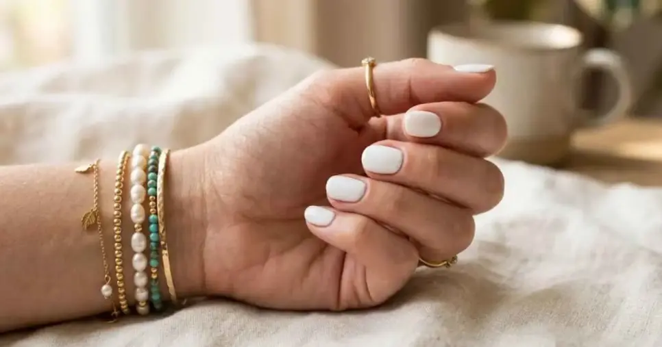 Unhas curtas com esmalte branco (Foto: Montagem TV Foco / GMN) Unhas curtas com esmalte branco (Foto: Montagem TV Foco / GMN)