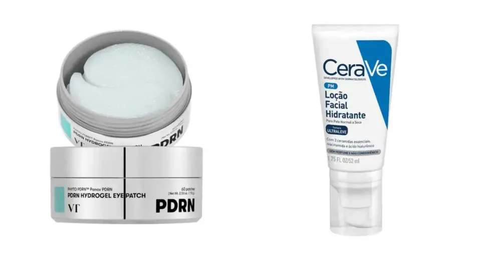 VT - PDRN Hydrogel Eye Patch e Loção Facial Hidratante da CeraVe (Fotos: Divulgação)
