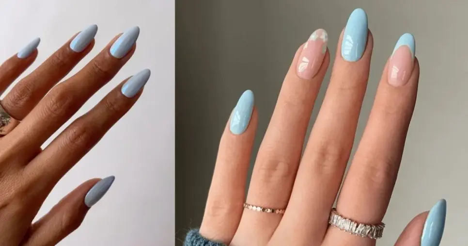 Esmalte azul pastel (Foto Reprodução/Montagem/TV Foco/Pinterest)