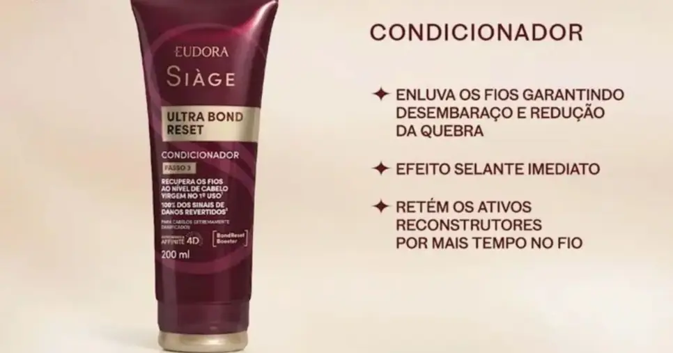 Condicionador Eudora Siàge Ultra Bond Reset (Foto Reprodução/Eudora)