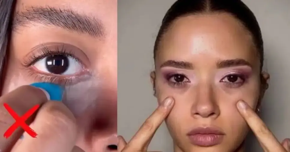Passar corretivo direto pode escurecer mais as olheiras (Foto: Montagem/Lennita/Tv Foco/Canva/TikTok) Passar corretivo direto pode escurecer mais as olheiras (Foto: Montagem/Lennita/Tv Foco/Canva/TikTok)