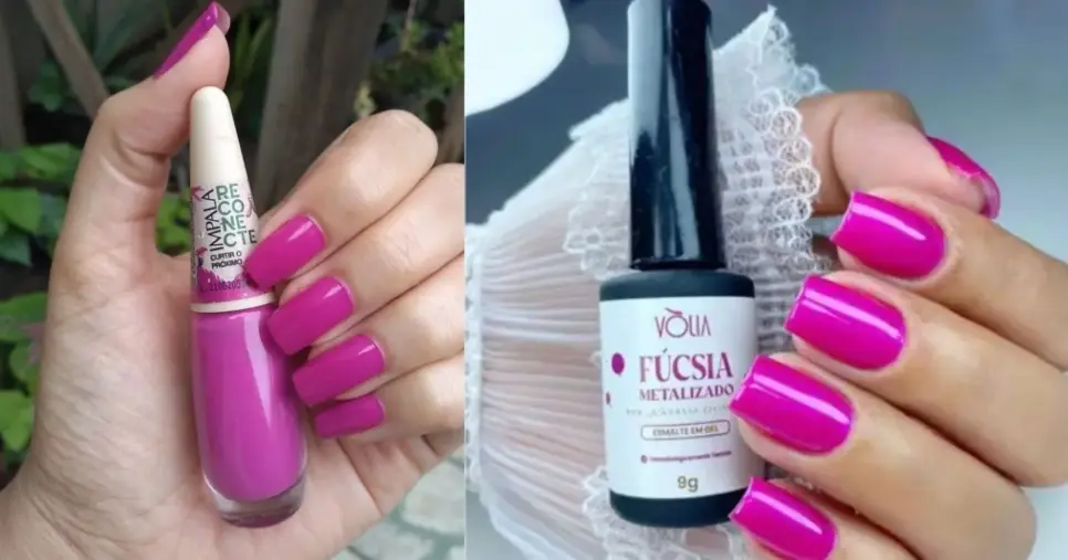 Esmalte fúcsia (Foto Reprodução/Montagem/TV Foco/Canva/Instagram) Esmalte fúcsia (Foto Reprodução/Montagem/TV Foco/Canva/Instagram)