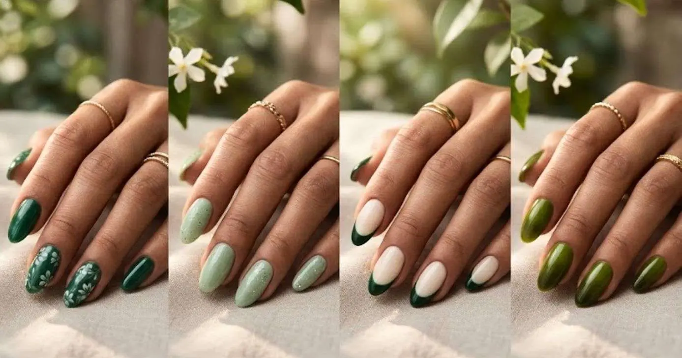 Veja como usar esmalte verde com elegância (Foto Reprodução/Montagem/Lennita/Canva/GMN/Images/IA)