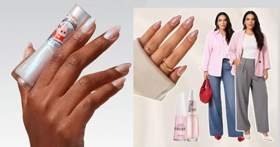 Roubas básicas casam bem com o efeito glazed de esmalte (Foto Reprodução/Montagem/Lennita/Tv Foco/Pinterest/Instagram)