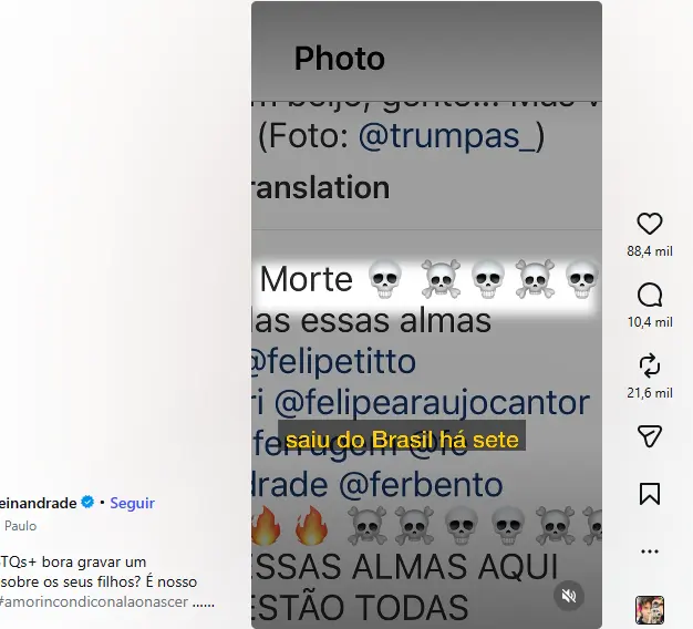Mãe de Luciano Huck exibiu, em vídeo, comentários que o filho caçula recebia. (Foto: Reprodução / Instagram)