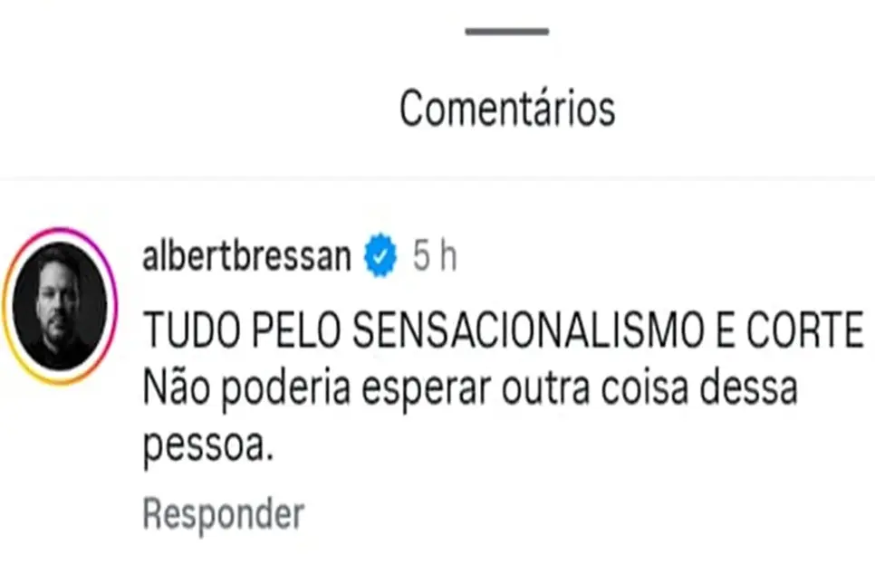 Albert Bressan reagindo ao episódio de Carol Lekker. (Foto: Reprodução / Instagram) Albert Bressan reagindo ao episódio de Carol Lekker. (Foto: Reprodução / Instagram)