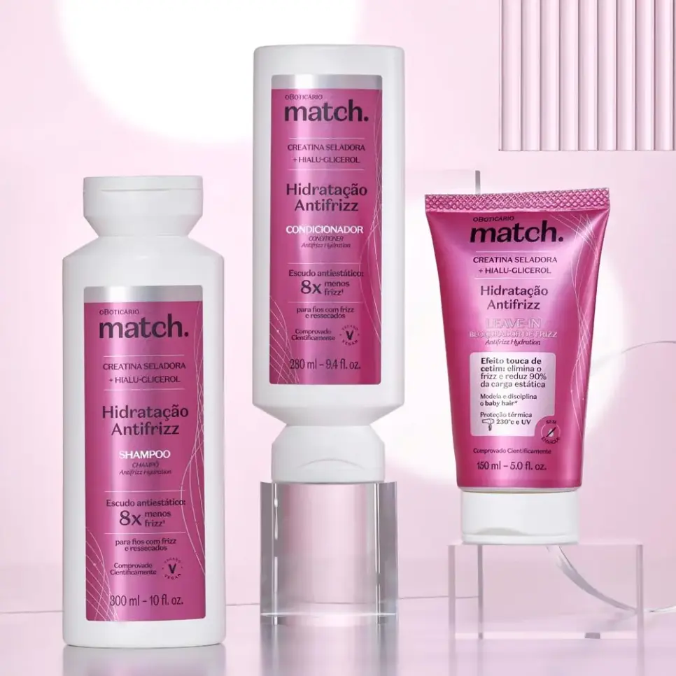 Linha Match Hidratação Antifrizz do Boticário (Foto: Reprodução/ Internet) Linha Match Hidratação Antifrizz do Boticário (Foto: Reprodução/ Internet)