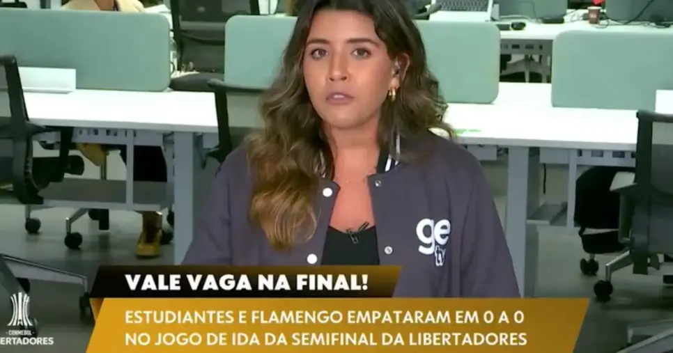 Luiza Sá em análise sobre Arrascaeta na GE TV. (Foto: Reprodução / Globo) Luiza Sá em análise sobre Arrascaeta na GE TV. (Foto: Reprodução / Globo)