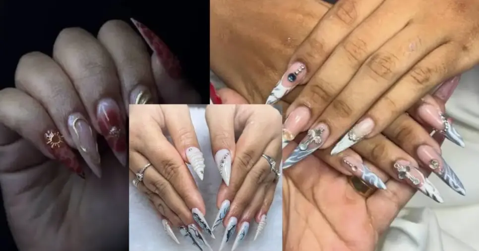 Unhas com maxijoias Foto Reprodução/Montagem/Lennita/Pinterest) Unhas com maxijoias Foto Reprodução/Montagem/Lennita/Pinterest)