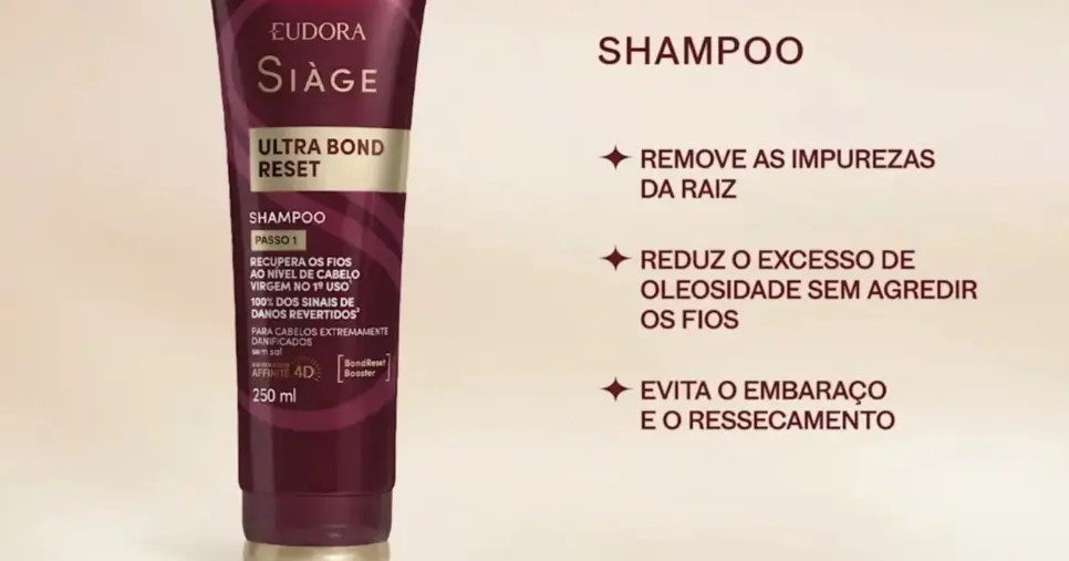 Shampoo Eudora Siàge Ultra Bond Reset (Foto Reprodução/Eudora)