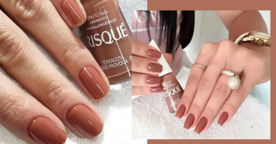 Unhas com esmalte Terracota que Provoca (Foto Reprodução/Montagem/Lennita/Tv Foco/Instagram)