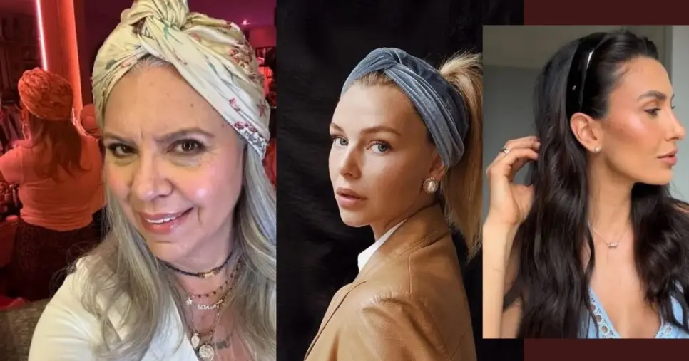 Tiaras e lenços ajudam a disfarçar grisalhos (Foto Reprodução/Montagem/Lennita/TV Foco/TikTok)