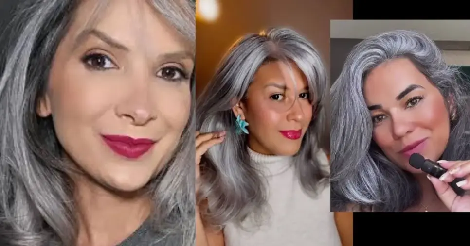 Mulheres com cabelo grisalho e batom na cor de malva (Foto Reprodução/Montagem/Lennita/Tv Foco/Pinterest/GMN)